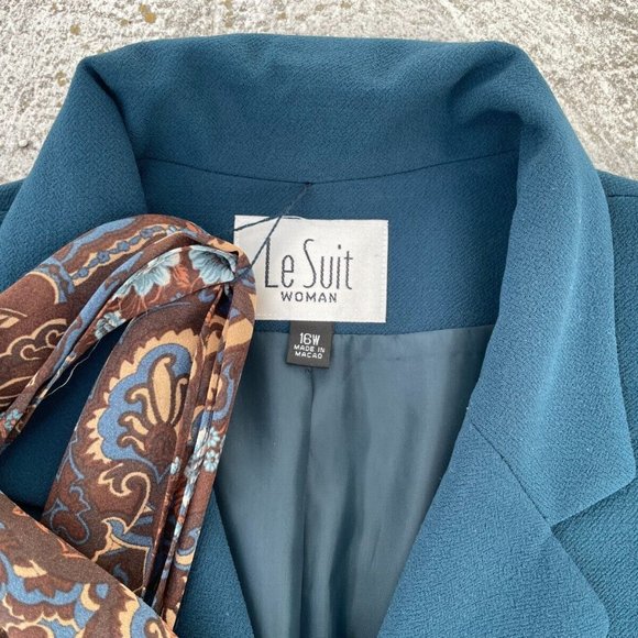 Le Suit Women Blazer Blue Coat Jacket With Scarf New w/ Tag Size 16 $240 - Picture 5 of 10